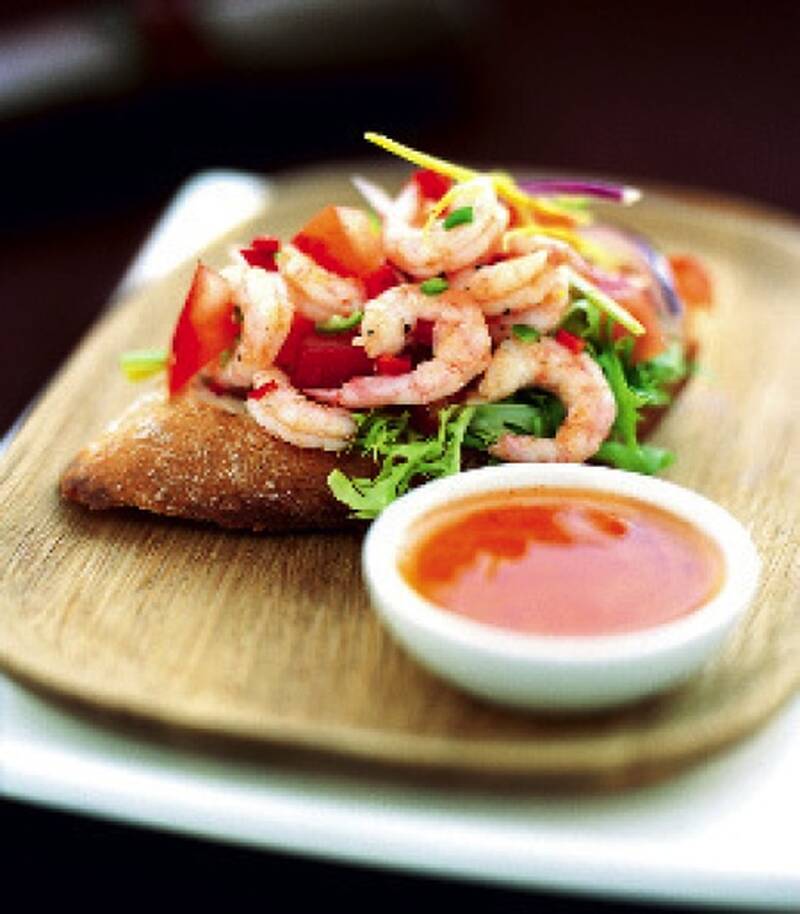 Räkbruschetta med havtornsvinägrett