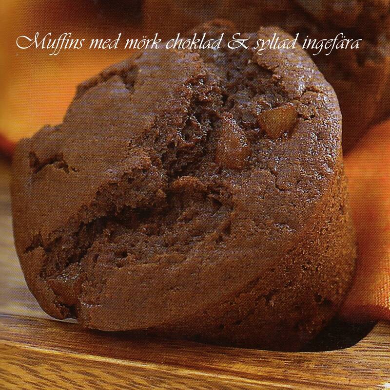 Muffins med mörk choklad och syltad ingefära - Matklubben