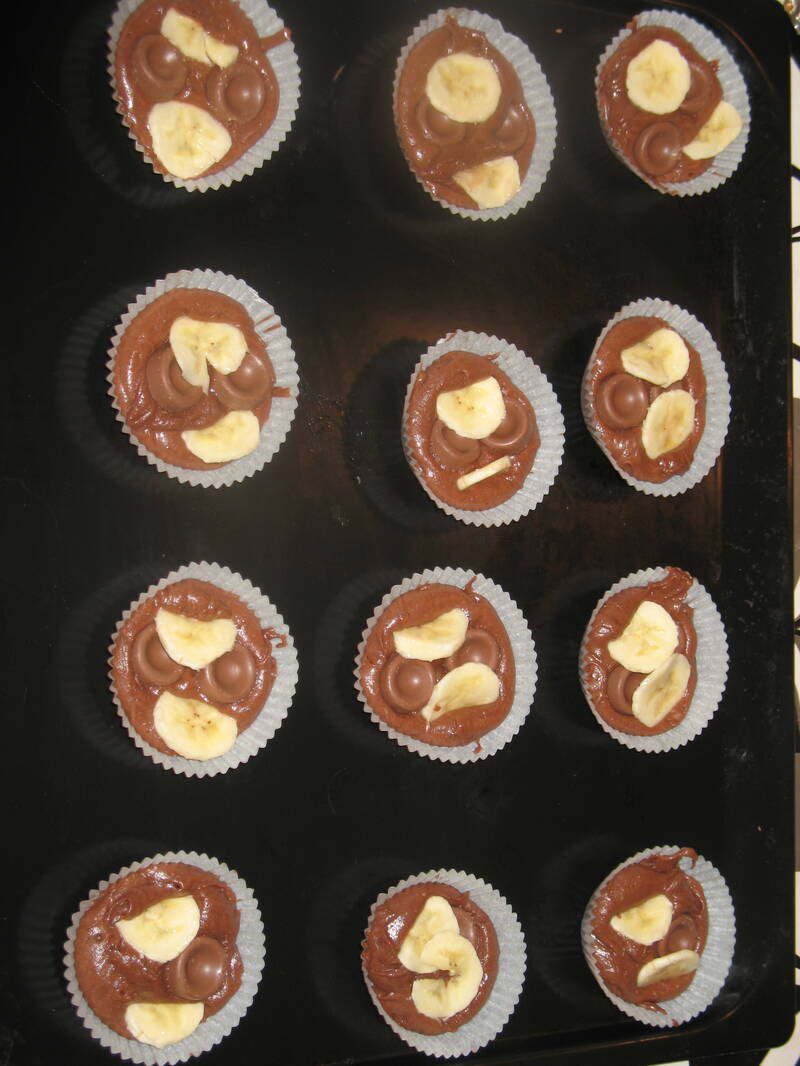 Choklad och bananmuffins
